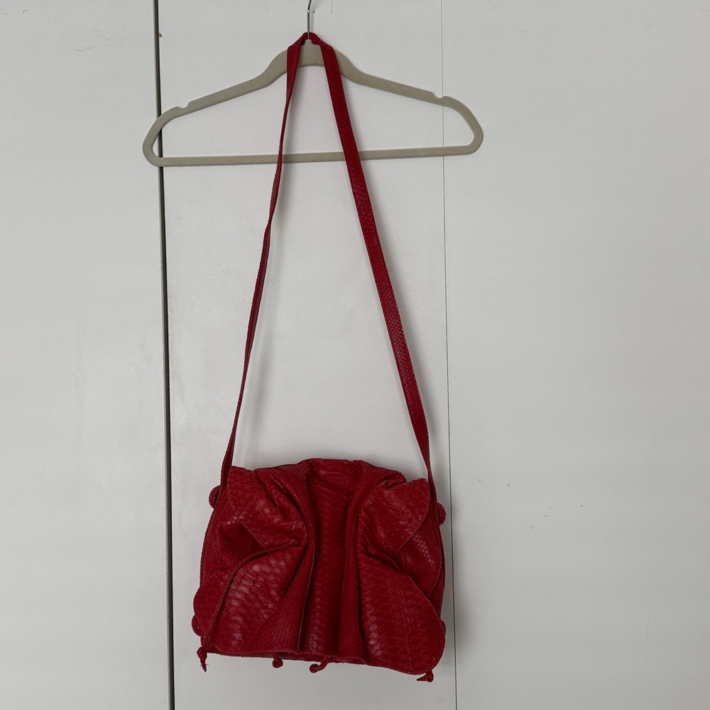 Carlos Falchi Red Python Shoulder Bag - image 3